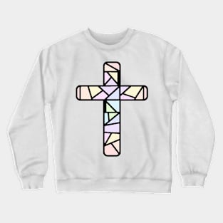 Pastel Stained Glass Cross Crewneck Sweatshirt